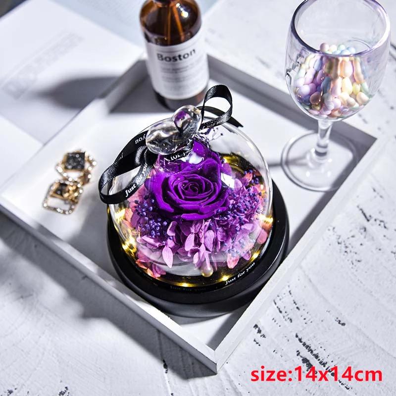 Valentines Day Gift for Girlfriend Eternal Rose LED Light Flower In Glass Cover Mothers Day Birthday Party Wedding Decoration