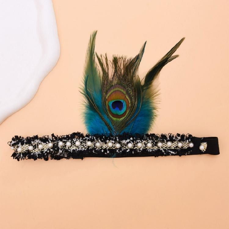 Feathered Headpiece Elastic Headband 1920s Flapper Headband Costume Accessories for Women Wedding Prom Masquerade Party