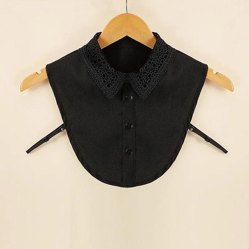 

Черный белый искусственный воротник для женской рубашки кружевная вышивка ложный воротник свитер платье съемные воротники лацканы блузка топ галстуки