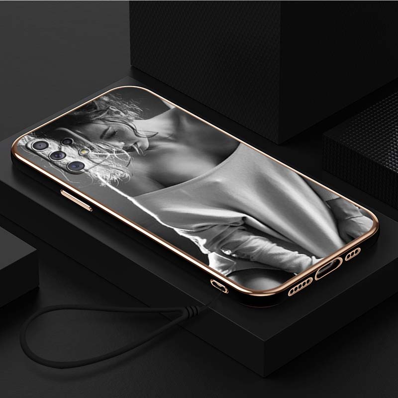 Luksusowe, platerowane etui na telefon TPU ze smyczą do Samsung Galaxy A04 05s A13 A14 A24 A54 A34 Note20 S23 Ultra etui A32 Hot Girl Twerk It Swag Art Design