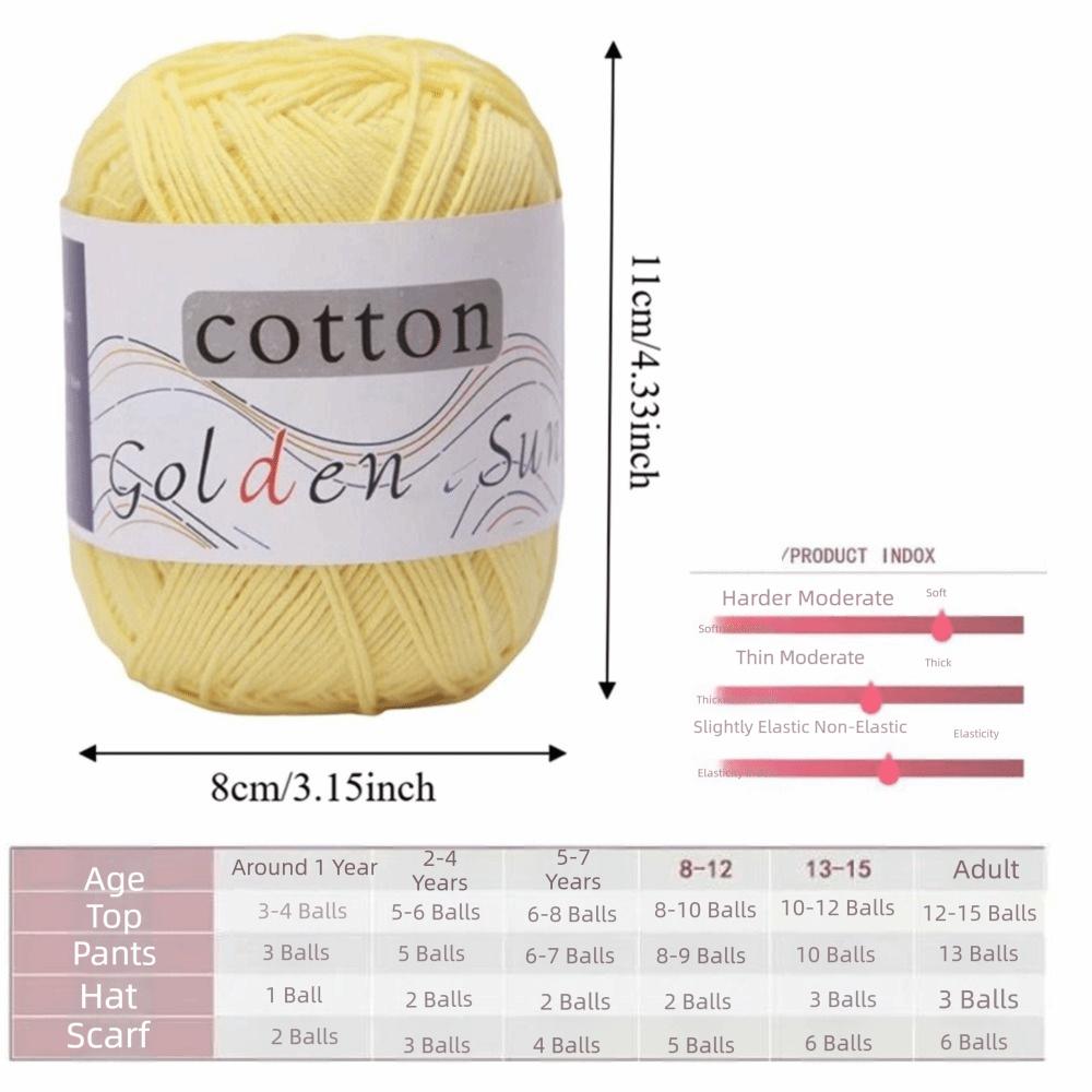 Medium-Thin Cotton Yarn Anti-Pilling Crochet Yarn Premium Hand Knitting Yarn  DIY Needlework