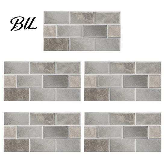Oil Proof Wall Stickers for Bathroom 5Pcs Vintage Brick Tile Stickers, Waterproof Oil?Proof Wallpaper, Peel Sheets Kitchen & Stick Backsplash Living