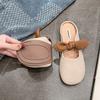 French bag head half slippers outer wear women's 2024 spring and summer bow flat bottom non-slip one pedal casual slippers