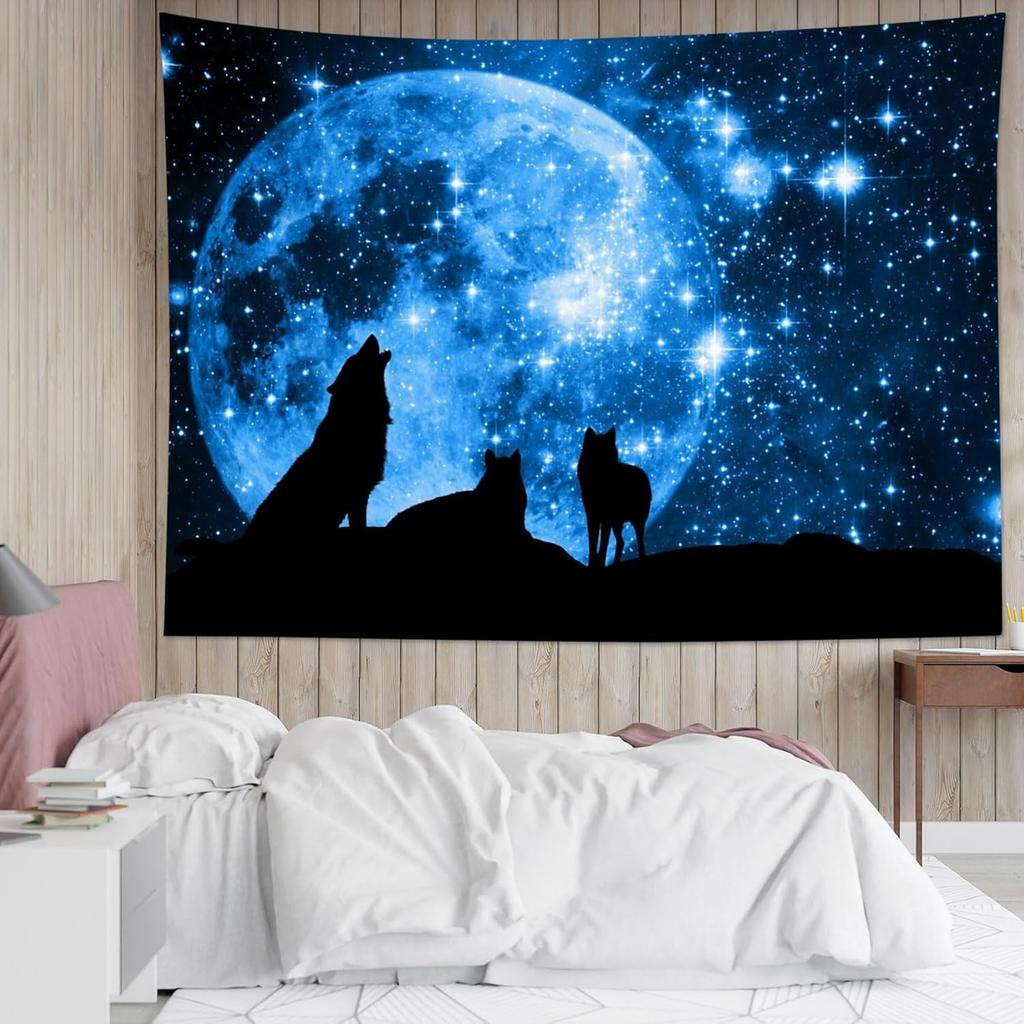 Under The Moon Wolf Pack Printed Tapestry Hippie Wall Hanging Cloth Bohemian Mandala Home Decoration Ideal Unique Gift Creativit