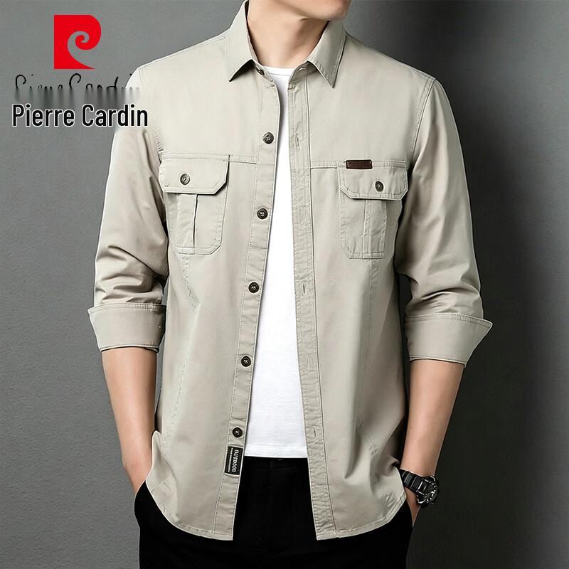 Pierre Cardin Men's Cotton Casual Long Sleeve Utility Shirt