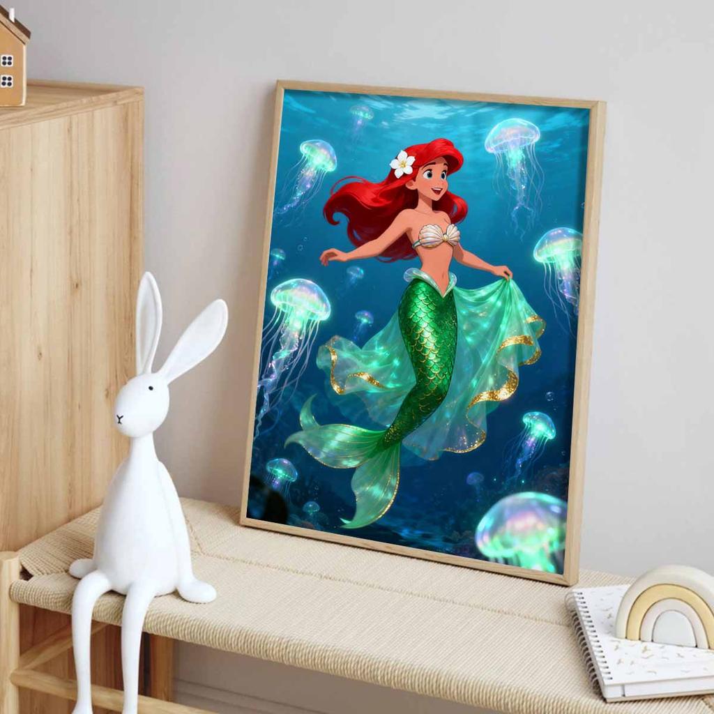 Disney Diamond Art Painting Kit Ariel Mermaid 5D Diamond Painting Dot Art Home Wall Decor