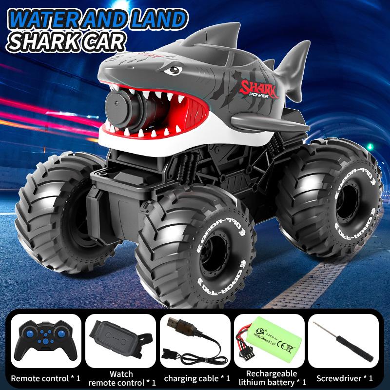 RC Stunt Car Amphibious 2.4G Water Gun Car 10M Long Range Automatic Water Absorption Remote Control Tank Toys Christmas Gifts