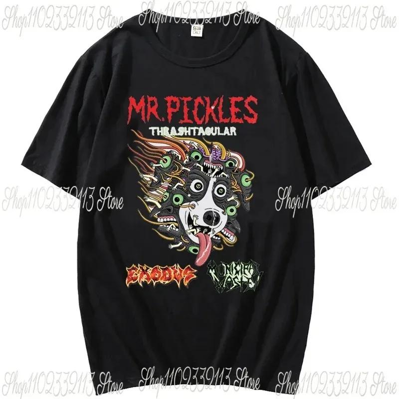 2024 Cartoon Mr Pickles T Shirt Men Soft Collie Dog T-shirt O-neck Short Sleeved Funny Tv Adult Adultswim Mature Dog Evil Satan