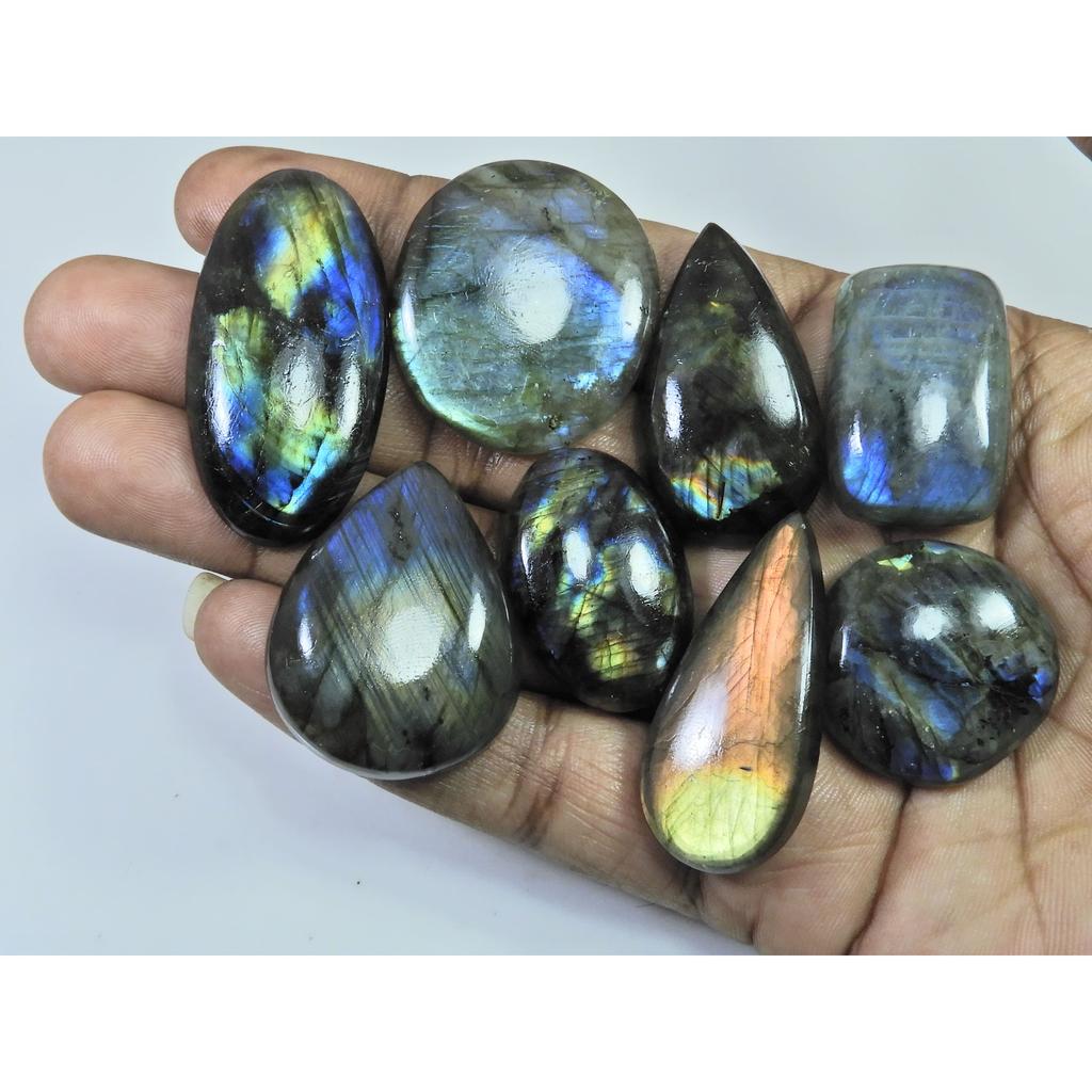 395Cts.Natural Labradorite Multi Fire Mix Cabochon Loose Gemstone 08 Pcs Lot LL-1005