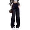 Women's Black Wide-Leg Floor-Length Jeans: Spring/Autumn Style, Slimming, Height-Enhancing, Petite & Plus Sizes