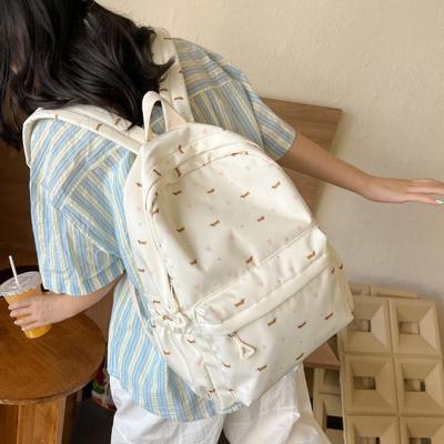 Mochila Criativa de Nylon Fofa para Cachorro Grande Capacidade Estilo Coreano Mochila Escolar para Estudantes Bolsa de Armazenamento Bolsa de Viagem Bolsa de Ombro Viagem