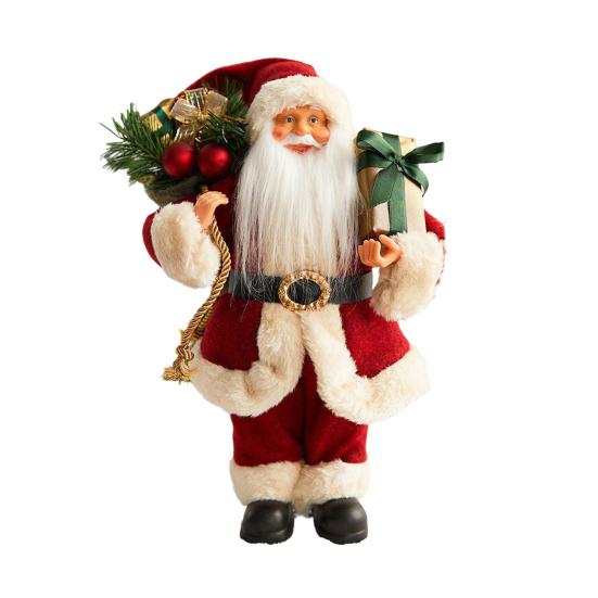 

12 Christmas Santa Figurines Standing Santa Claus Doll with Present Box for Holiday Party Window Home Desktop Decoration 30cm