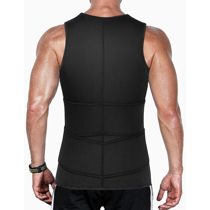 Männer Zipper Sauna Anzug Taille Trainer Weste Schweiß Body Shaper Mit Trimmer Gürtel Workout Shirts Bauch-steuer Tank Top Abnehmen shapewear