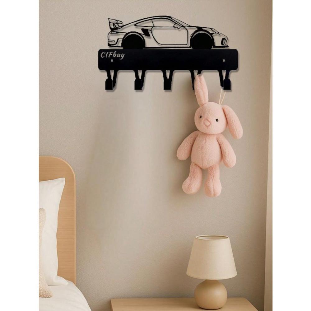 1PC Industrial Black Metal Wall Hook Organizer for Hats Bags Towels Rustic Modern Home Decor