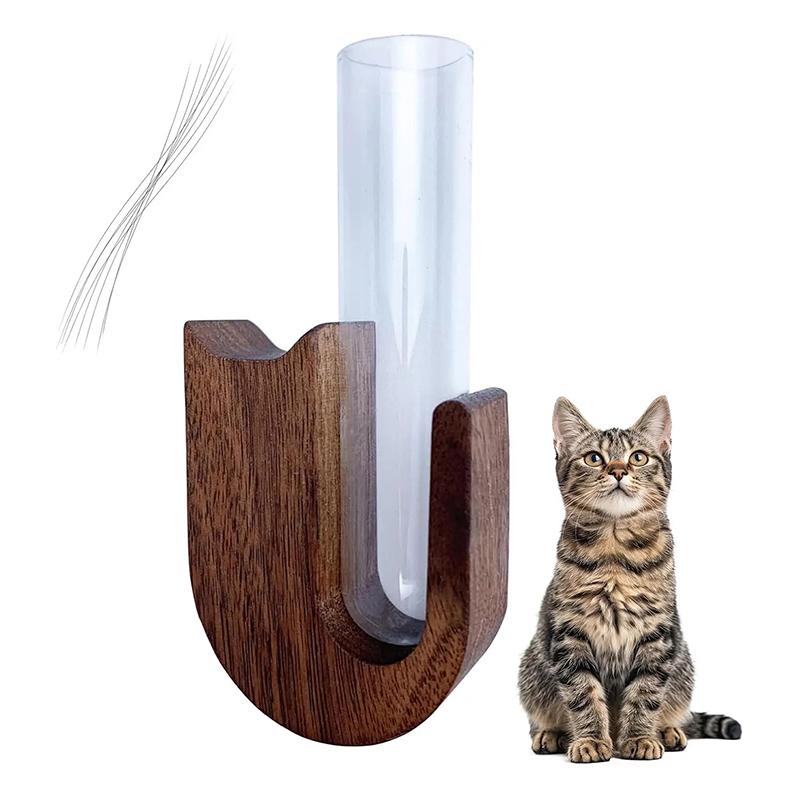 Cat Whisker Vase Pet Whisker Vase Fridge Magnet Wooden And Glass Pet Hair Beard Collector Pets Souvenir Gift Home Decor