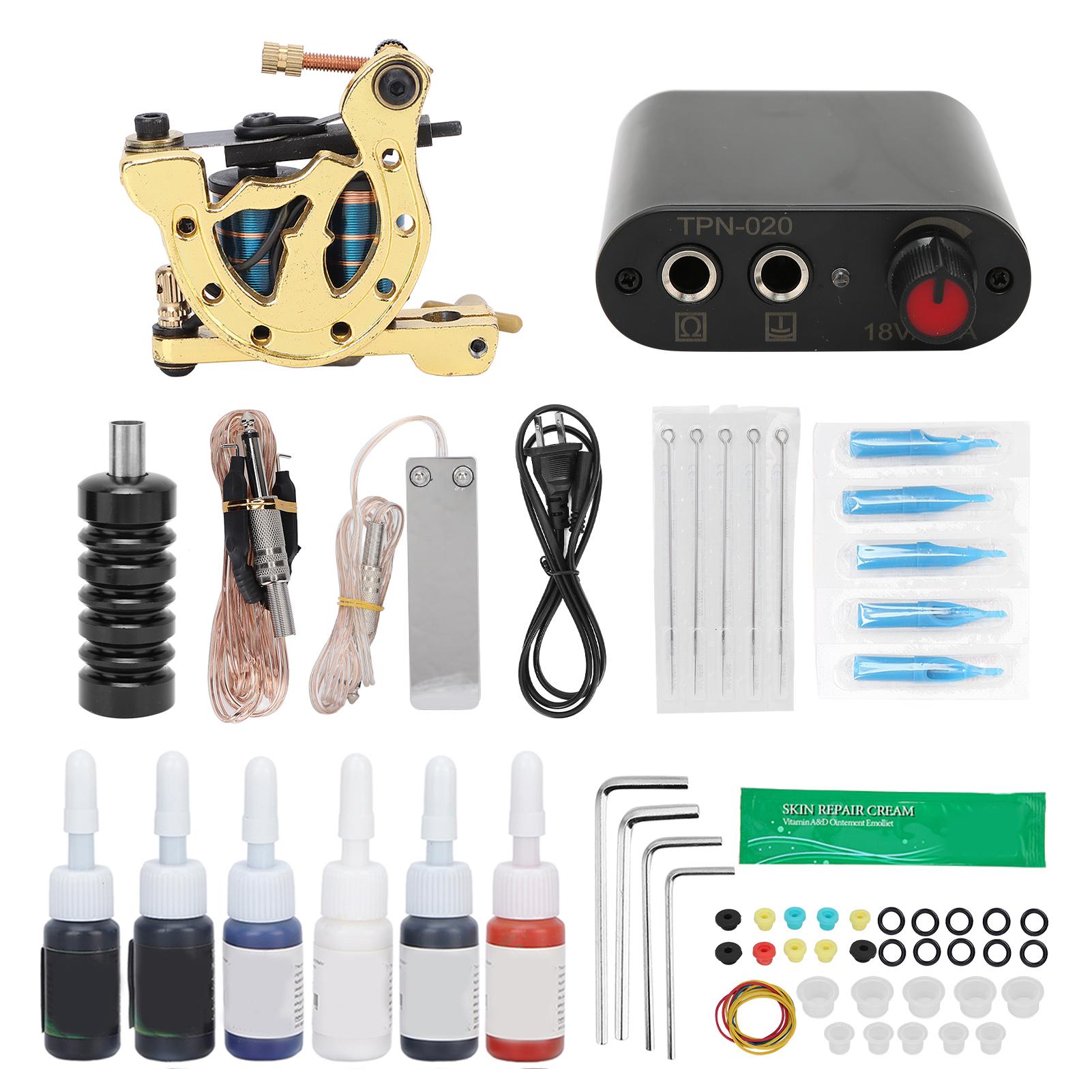 Полный набор для татуировки Полный набор тату-машинок с катушками Тату-машинка Аксессуары для татуировки US Plug