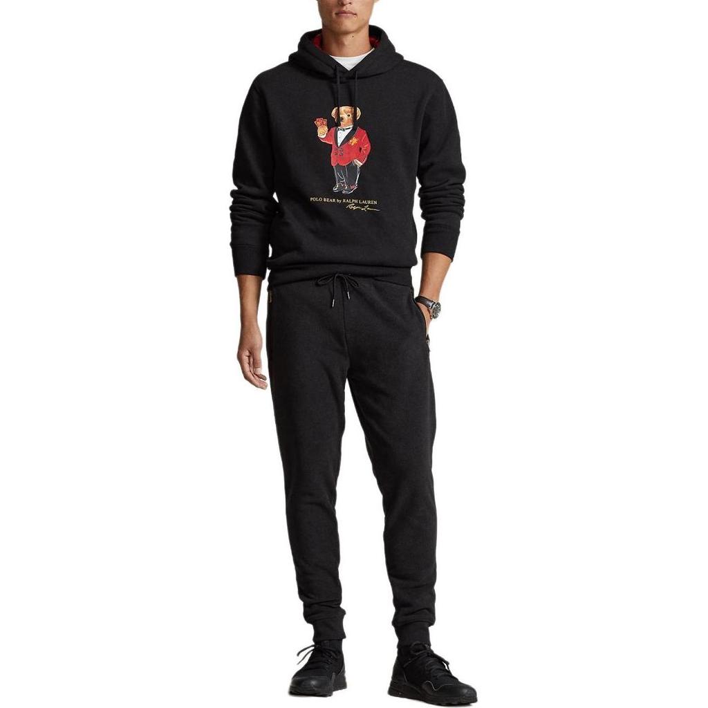 Polo Ralph Lauren SS23 Lunar New Year Collection Solid Color Lace-Up Jogging Knit Pants Men Pants Black MNPOPNT1BQ20185-001