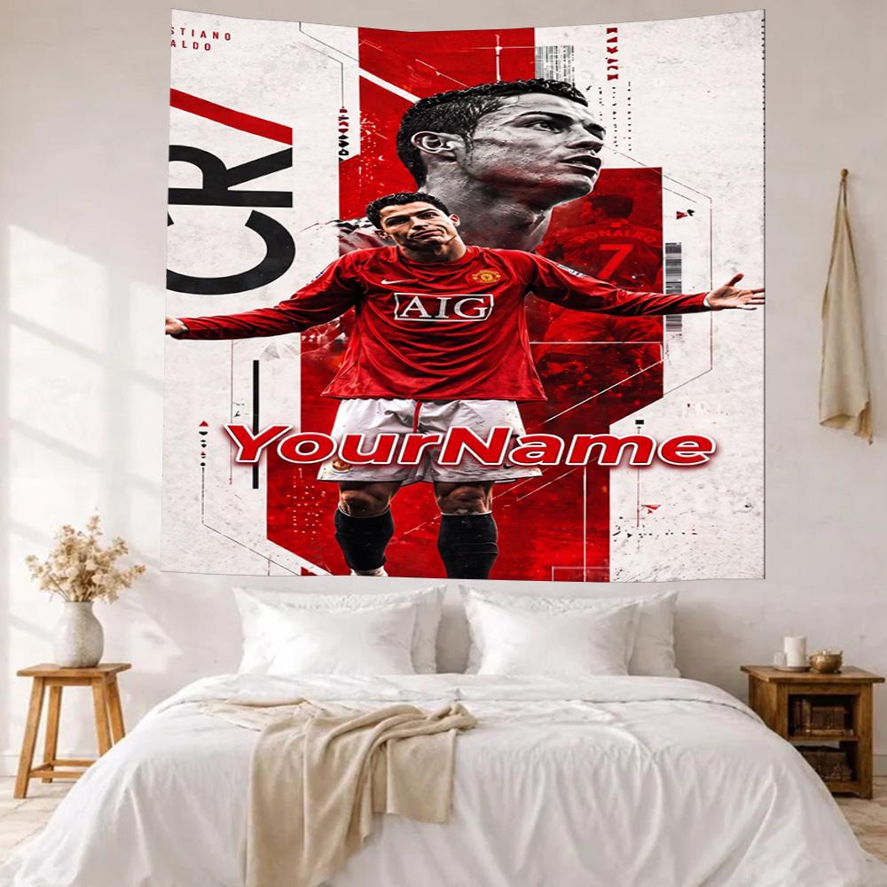 Cristiano Ronaldo Custom Your Name Wall Decor Tapestry Art For Pet Memorial Birthdaywedding Party Backdrop Family Gift