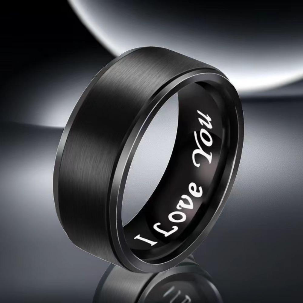 

Stainless Steel Wedding Bands for Couples I Love You Engraving Wedding Ring Gift for Her Valentine s Day Jewelry 11 чорний