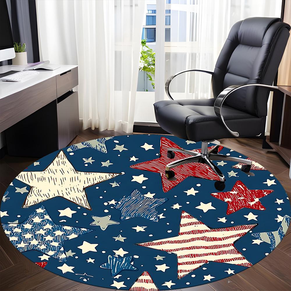 1pc Stars American Office Round Area Rug,  Mat Suitable ForOffice, Under Office Chairs Bedroom Living Room Home Decor, Room Deco