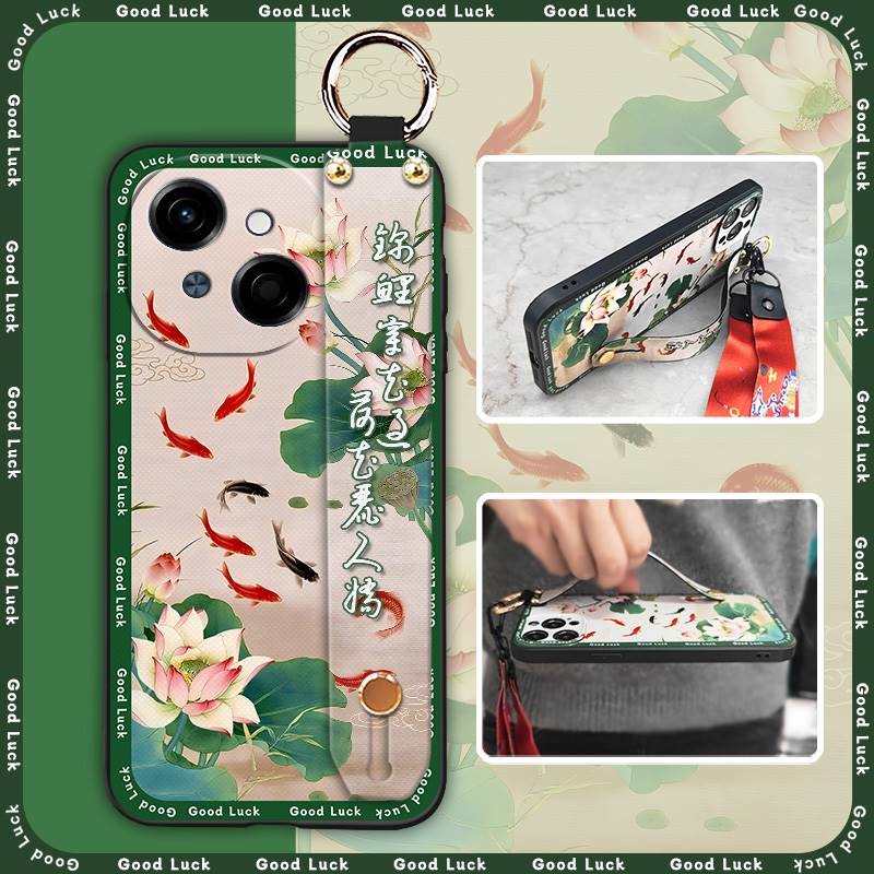 Dirt-resistant Wrist Strap Phone Case For Tecno POP9 4G/Spark GO 1/KL4 Anti-knock Anti-dust Soft case Durable Lanyard