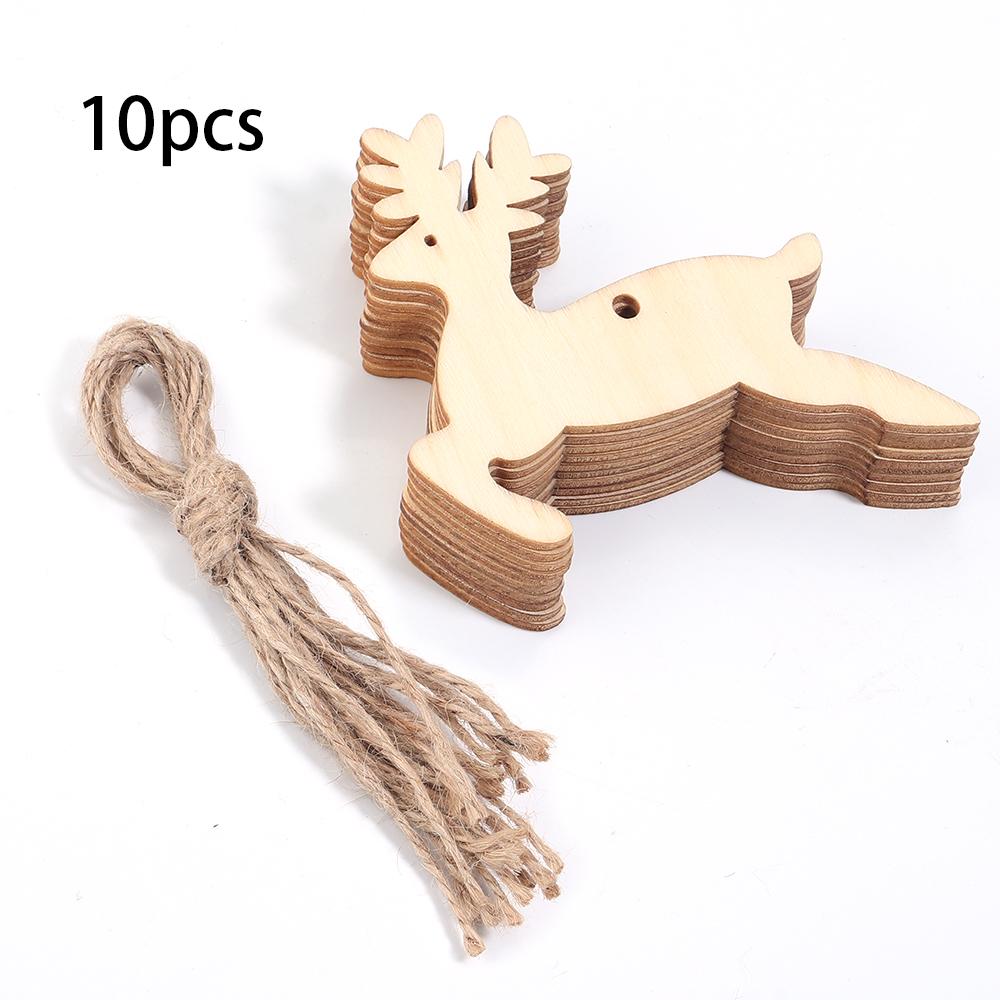 Wooden Christmas Hanging Ornaments Snowman Snowflake Bell shaped Pendant For DIY Craft Home New Year Christmas Tree Decoration