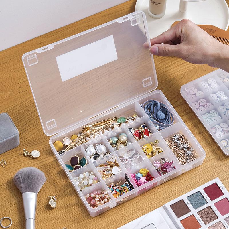 Grids Plastic Organizer Box Container Craft Storage For Beads Organizer Art DIY Jewelry Multifunctional Clear Display Case New