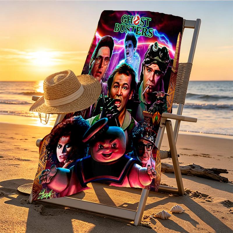 Ghostbusters Print Beach Towel Design, Soft, Lightweight. for Home Bathroom, Spa, Pool, Yoga, Surfing, Camping, Gift for Family, Friend