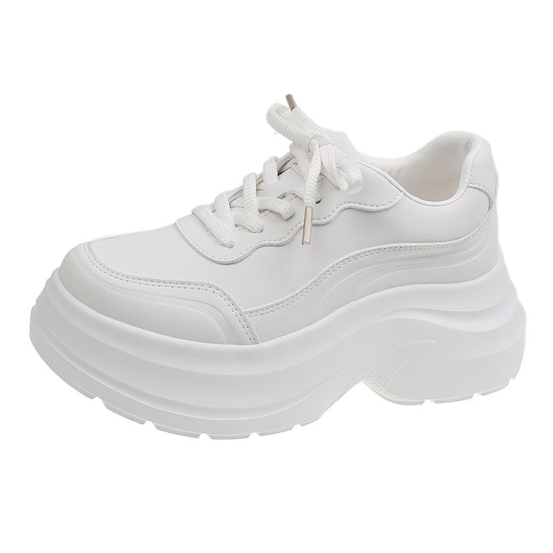 Muffin platform white shoes women's 2025 new autumn versatile small man increases 7CM white casual shoes women's