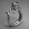 Vintage Black Alloy Cartoon Kitten Open Ring For Men And Women Personality Stylish Simple Ring Crafts Suitable For Men And Women