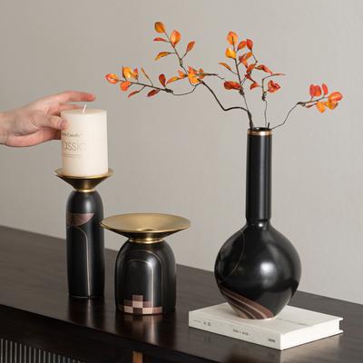 Keramikvase Kerzenständer Kerzenhalter Goldener Tablett Blumenvase Blumengesteck Zubehör Heimdekoration Pflanztopf
