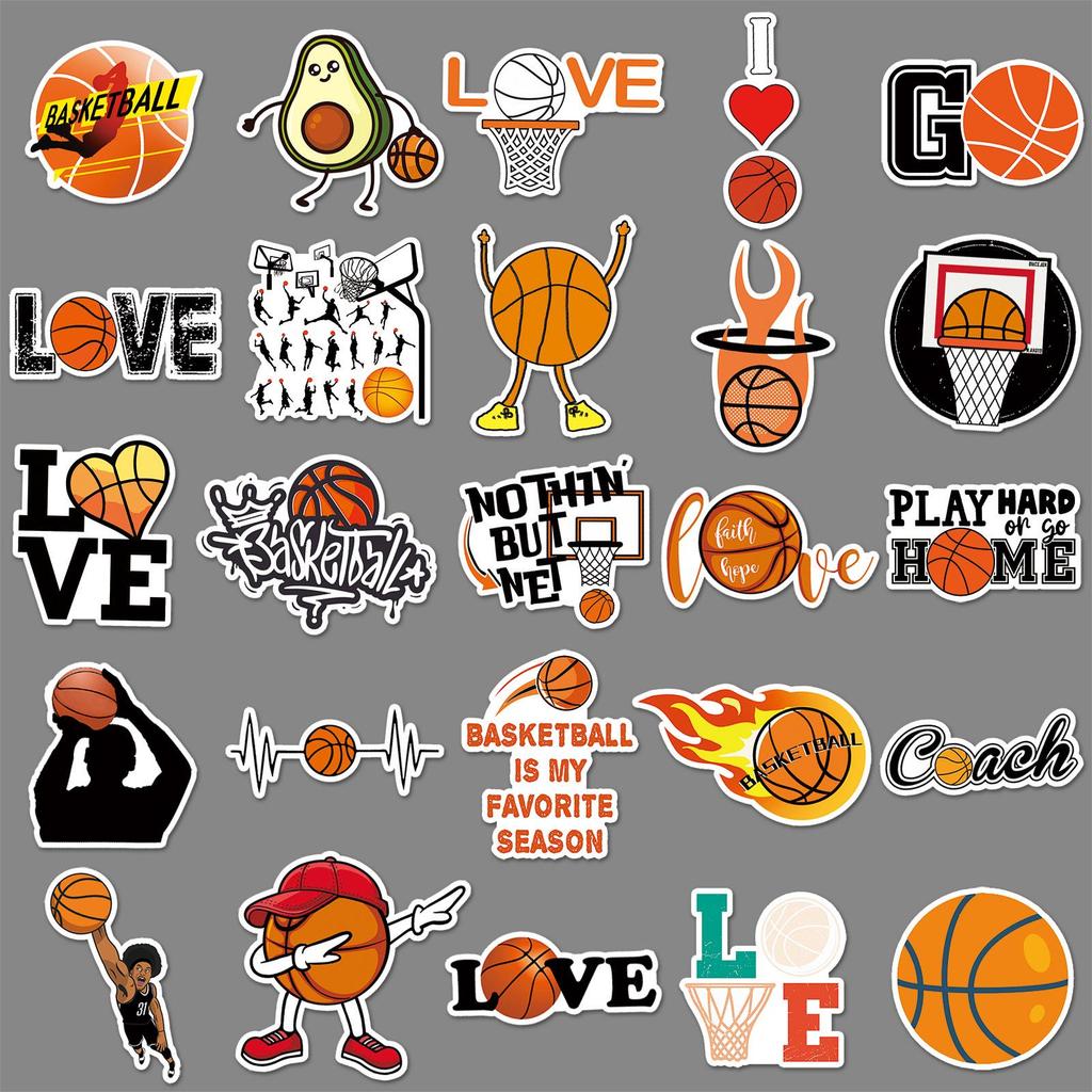 50 Basketball Sports Stickers for Skateboards, Luggage, Laptops, Cars, and Motorcycles