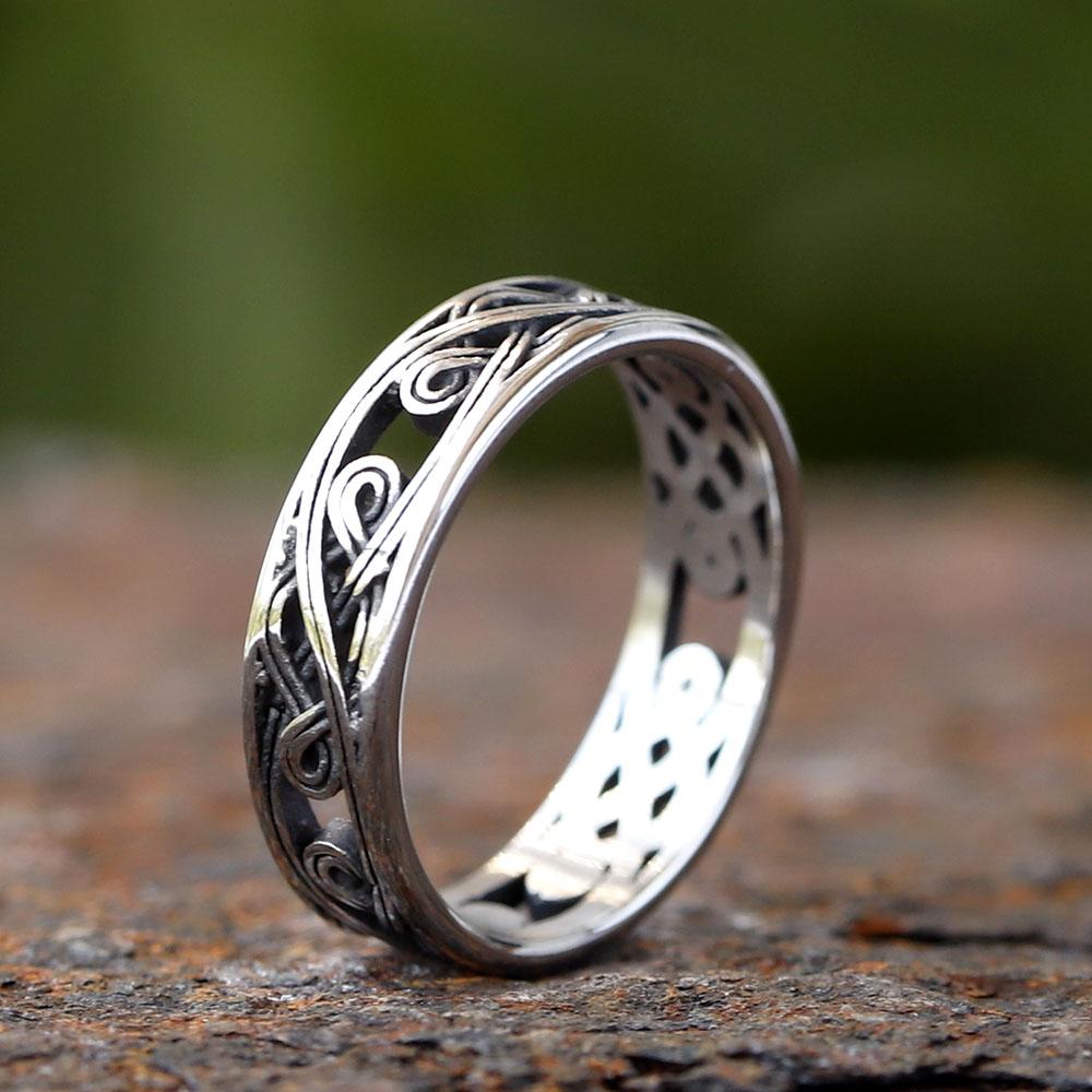 Vintage Keltisches Knotenmuster Edelstahl Wikinger Ringe Mode Durchbruch Nordischer Ring Für Männer Biker Amulett Schmuck Geschenk