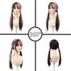 Peluca Twins Croissant Niebla de Melocotón - Peluca Lolita Japonesa Larga Recta para Mujer con Doble Cola de Caballo Negra y Rosa
