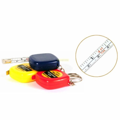 Tyou Square Tape Measure, Keychain, Automatic Retractable Double Steel Mini Tape Measure, 1m 3" Blue
