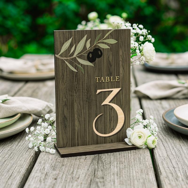 QX2E Stylish Wedding Table Number Pine Table Marker With Delicate Sages For Wedding Anniversary Or Gathering
