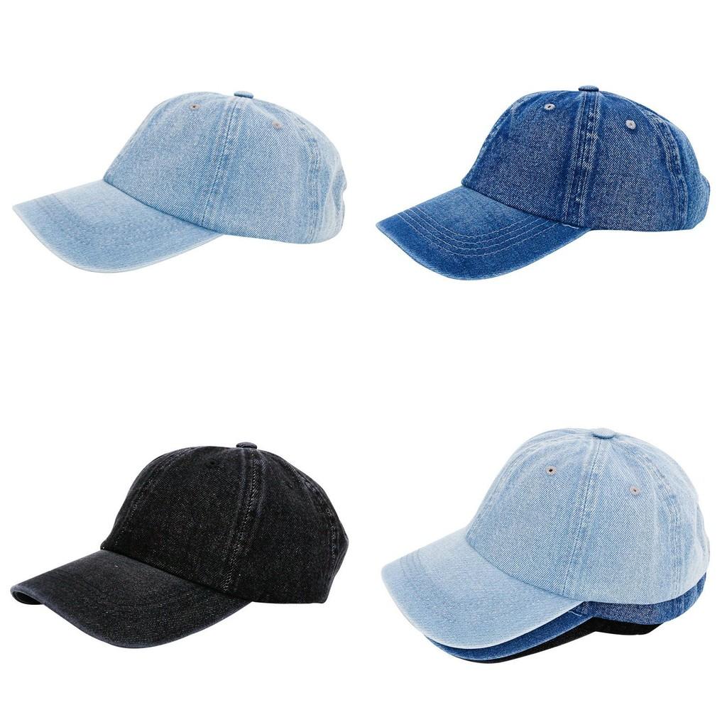 Stylish Denim Cotton Baseball Cap Wide Brim Sun Protection Hat For Teens Women