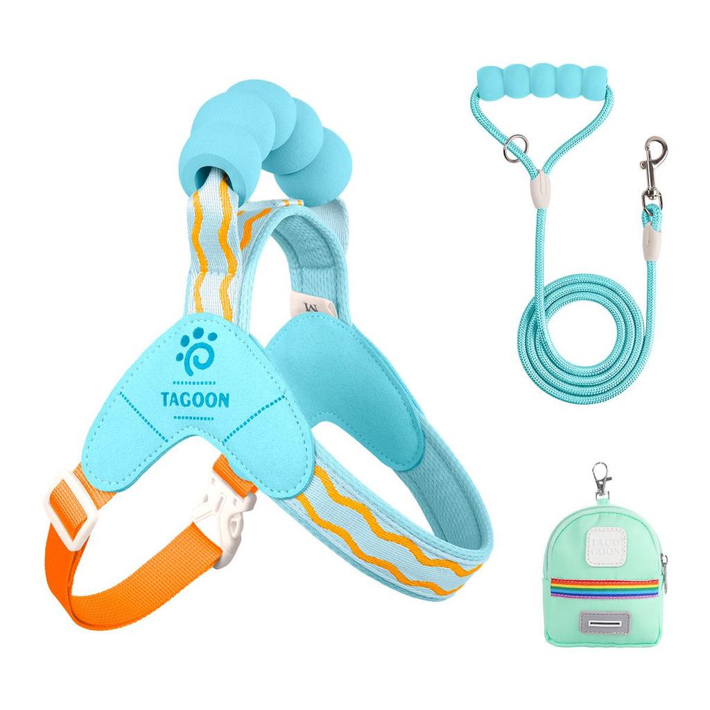 Dopamine Colored Dog Harness & Leash with Cloud Sponge Handle