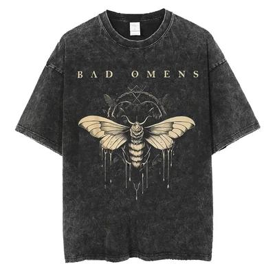 Streetwear Bad Omens Band Music Tour Washed T Shirt Retro 90s Men Women Clothing T-shirt Casual Oversized Tees