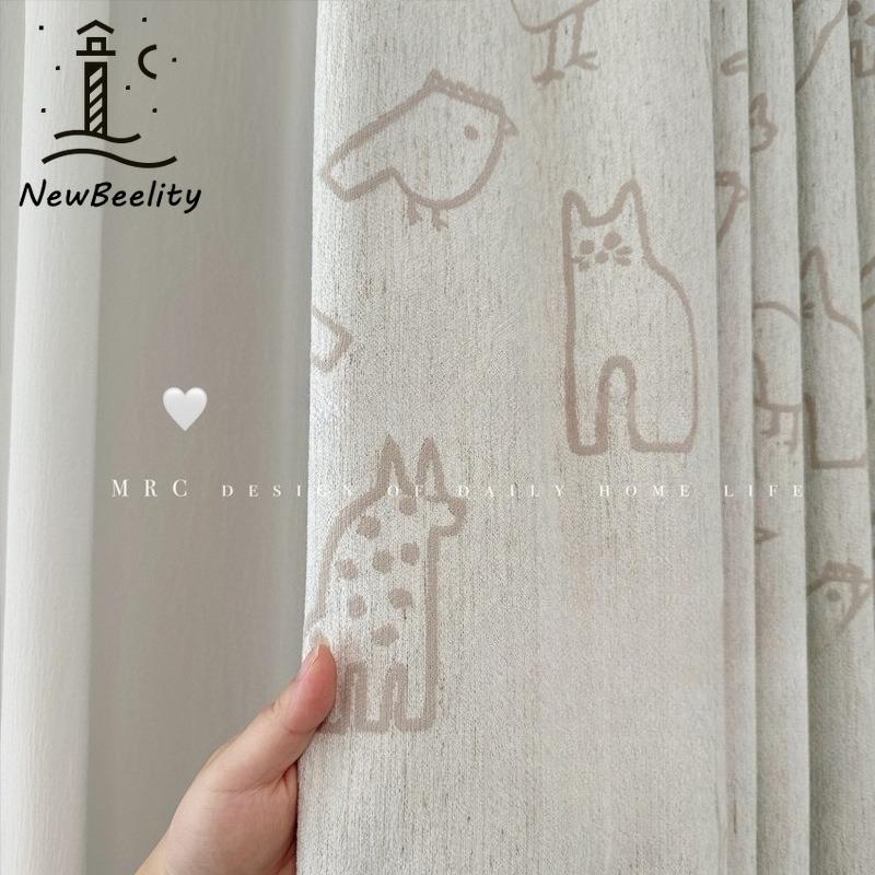 Cotton and Linen Cartoon Curtains Animal World Super Soft Chenille Children's Room Curtains Bedroom Girls Boy Room Curtains