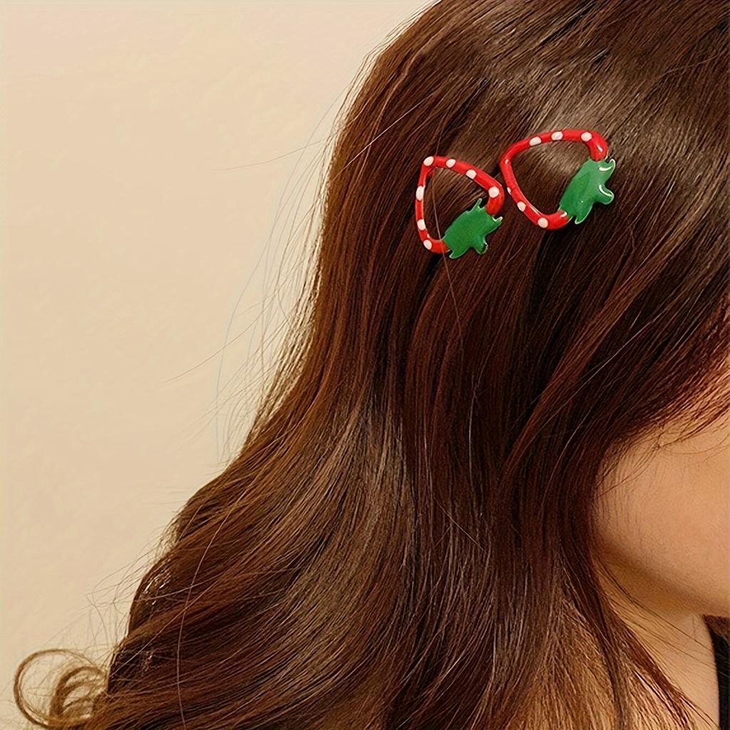 4pcs Women's Adorable Strawberry Shaped Hair Clip Set,Cartoon Colored Clamps for Girls and Women,Cute Hairstyle Accessory