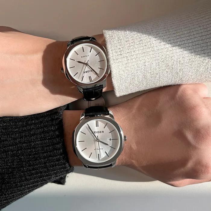 Classic White & Black Leather Watch GE1263WTBK