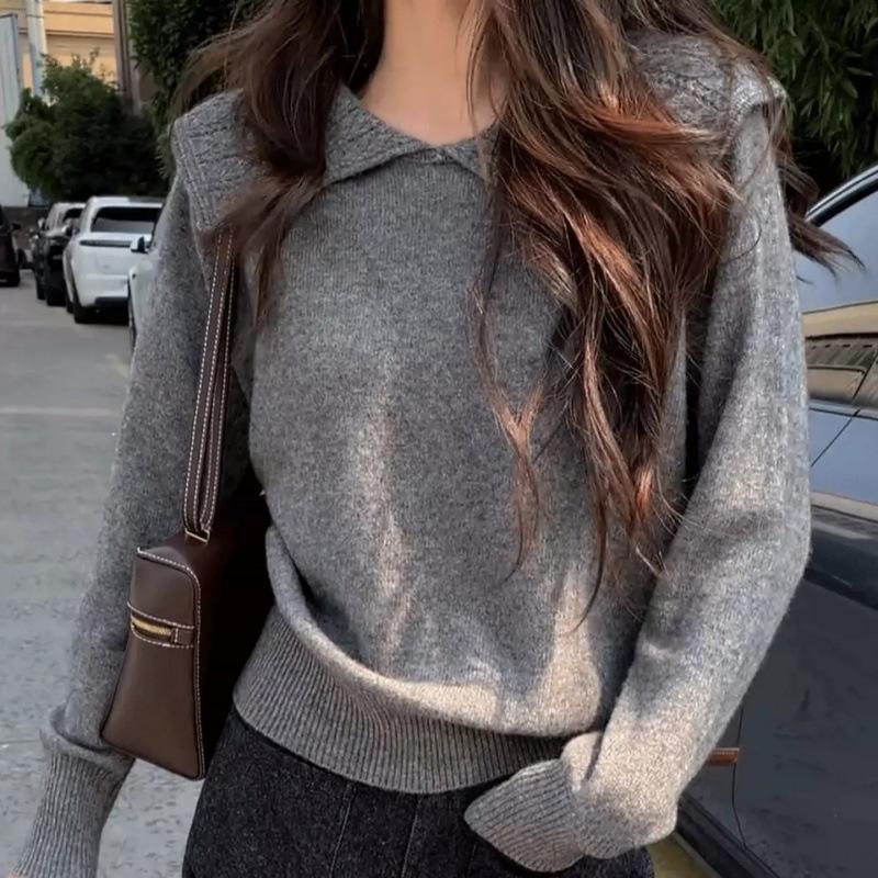 Autumn/Winter Women's Korean Loose Doll Collar Knit Sweater