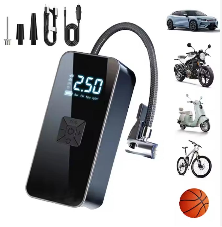 Wireless Tire Inflator Digital Display Newest 150PSI Rechargeable Air Compressor USB Charging Line Air Pump