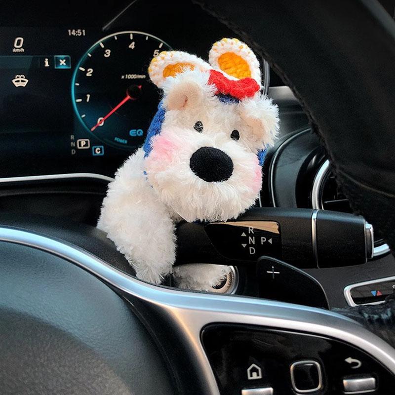 Car Accessory Used For Car Gear Shift Decoration Cute Turn Signal West Highland Dog Wiper Dolls Rearview Mirror Ornament Gift