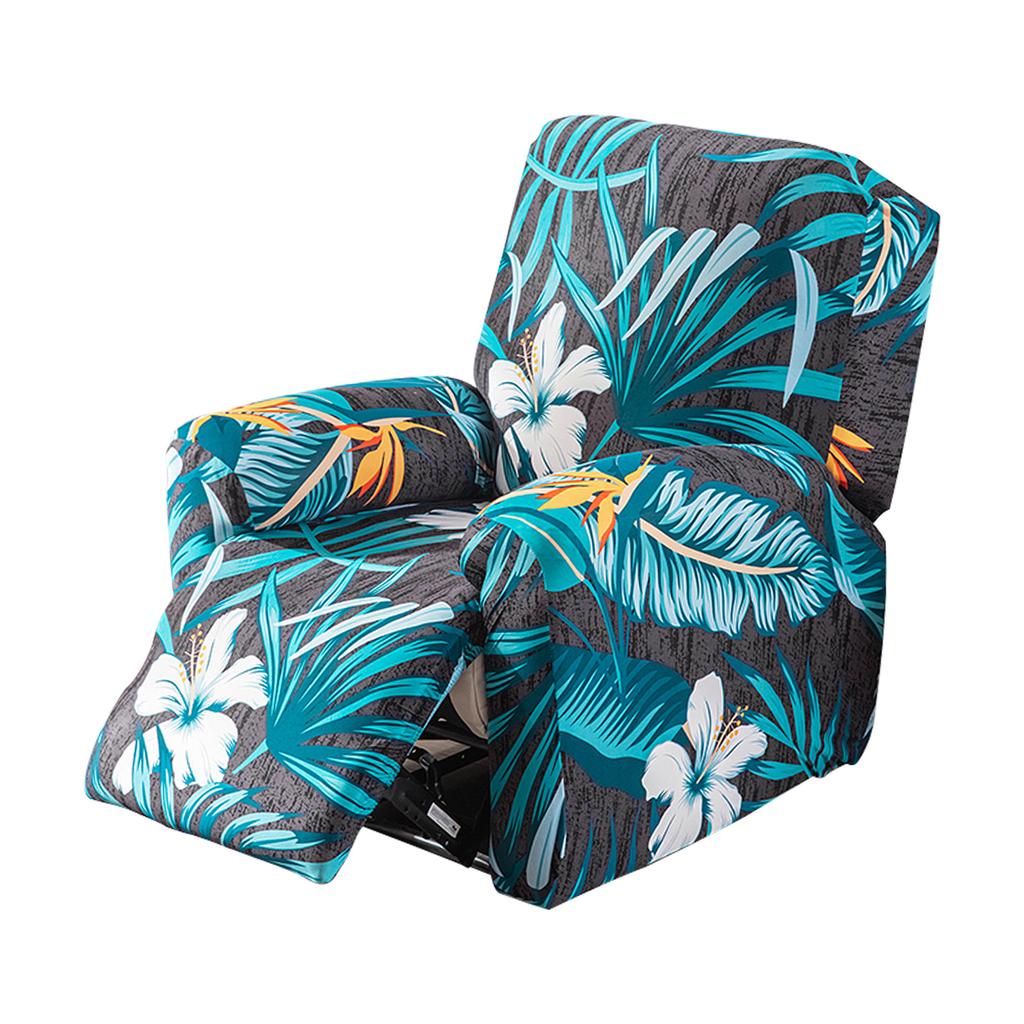 Recliner Chair Cover Full Wrap Style Single Reclining Slipcover With Side Pocket Machine Washable Stretch Printed Armchair Cover