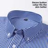 Thin Spring Summer 100% Cotton Shirts for Men Long Sleeve Checkered Dress Shirt Mens Blue Green  Men Clothing  Button Up Shirt