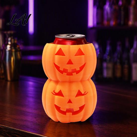 Ghost Face Soda Sleeve Halloween Pumpkin Drink Holder for 12oz Cans Double Stacked Beverage Can Decorative Cooler Party 3D Printed Heat Insulation