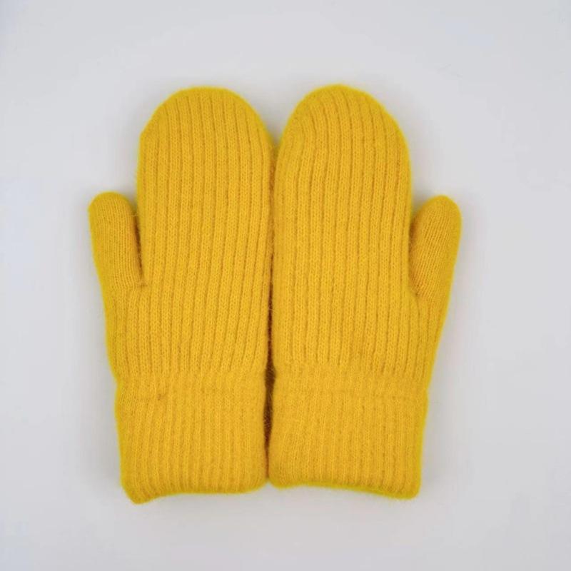 

Knitted Gloves for Men and Women Winter Outdoor Windproof and Warm Thick Adult Plush Gloves жовтий