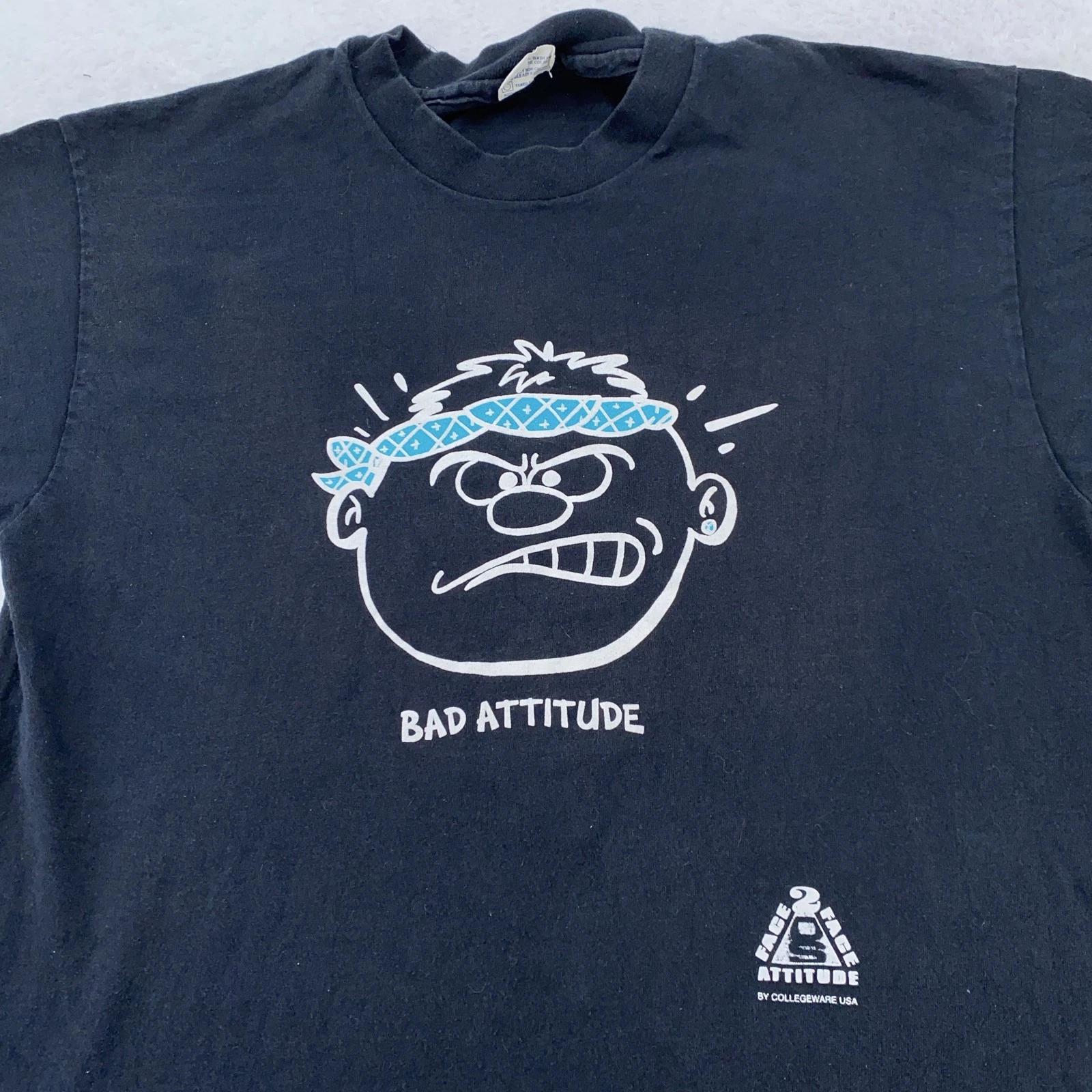 

Vintage Bad Attitude Shirt Mens M/L Black Cartoon Graphic Collegiate USA 90s L